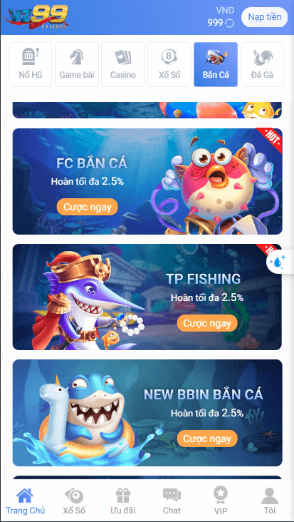 Khám phá bắn cá VZ99 - Trò chơi săn thưởng đổi tiền cực HOT 4 Chi tiết về các sảnh game bắn cá VZ99 trên điện thoại